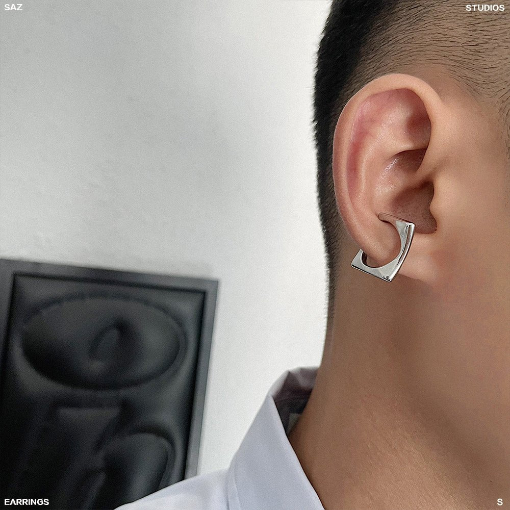 韓国ファッション SELCA-Square titanium earrings-mselca2023aw784-05