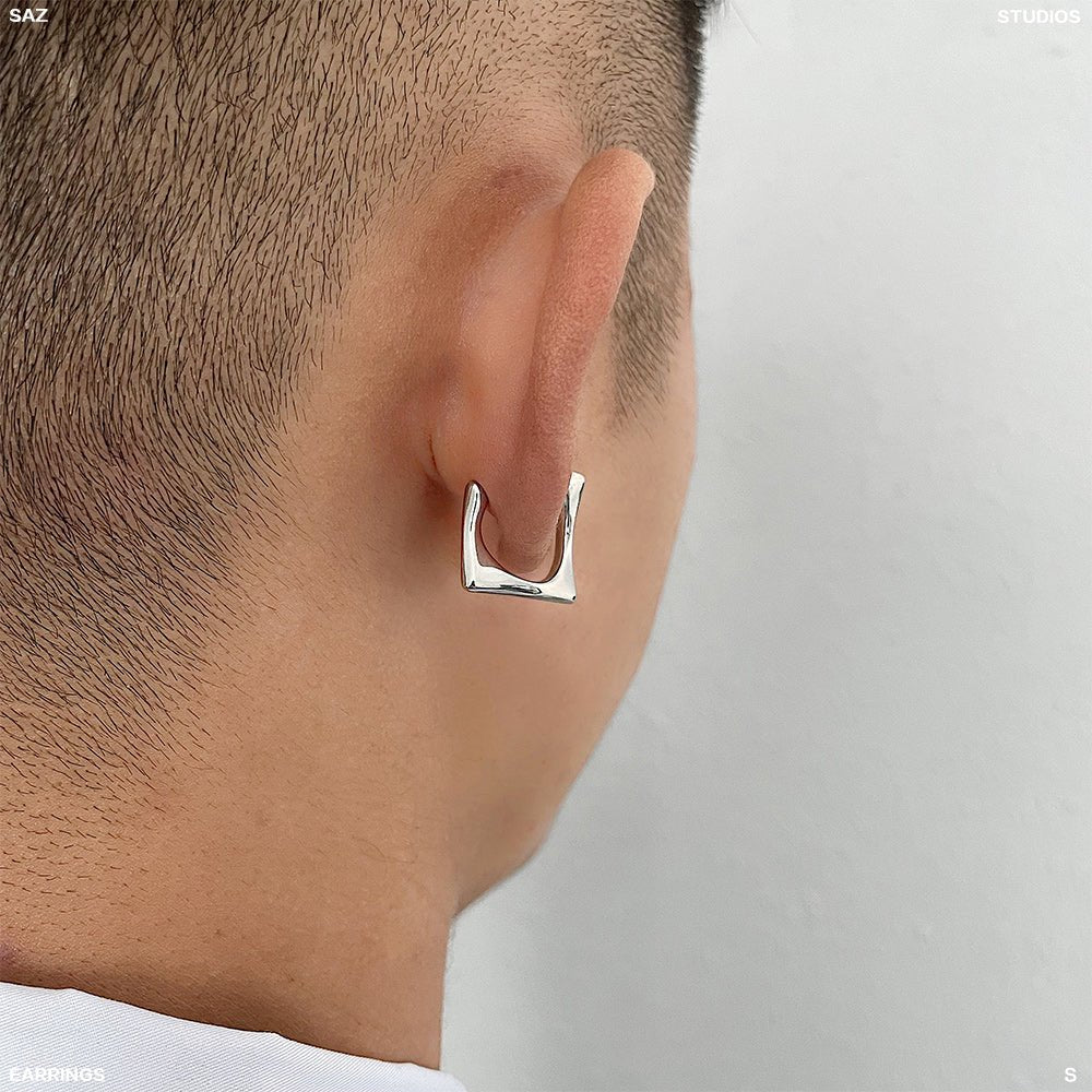 韓国ファッション SELCA-Square titanium earrings-mselca2023aw784-04