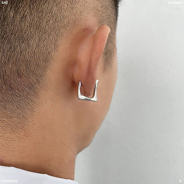 韓国ファッション SELCA-Square titanium earrings-mselca2023aw784-04