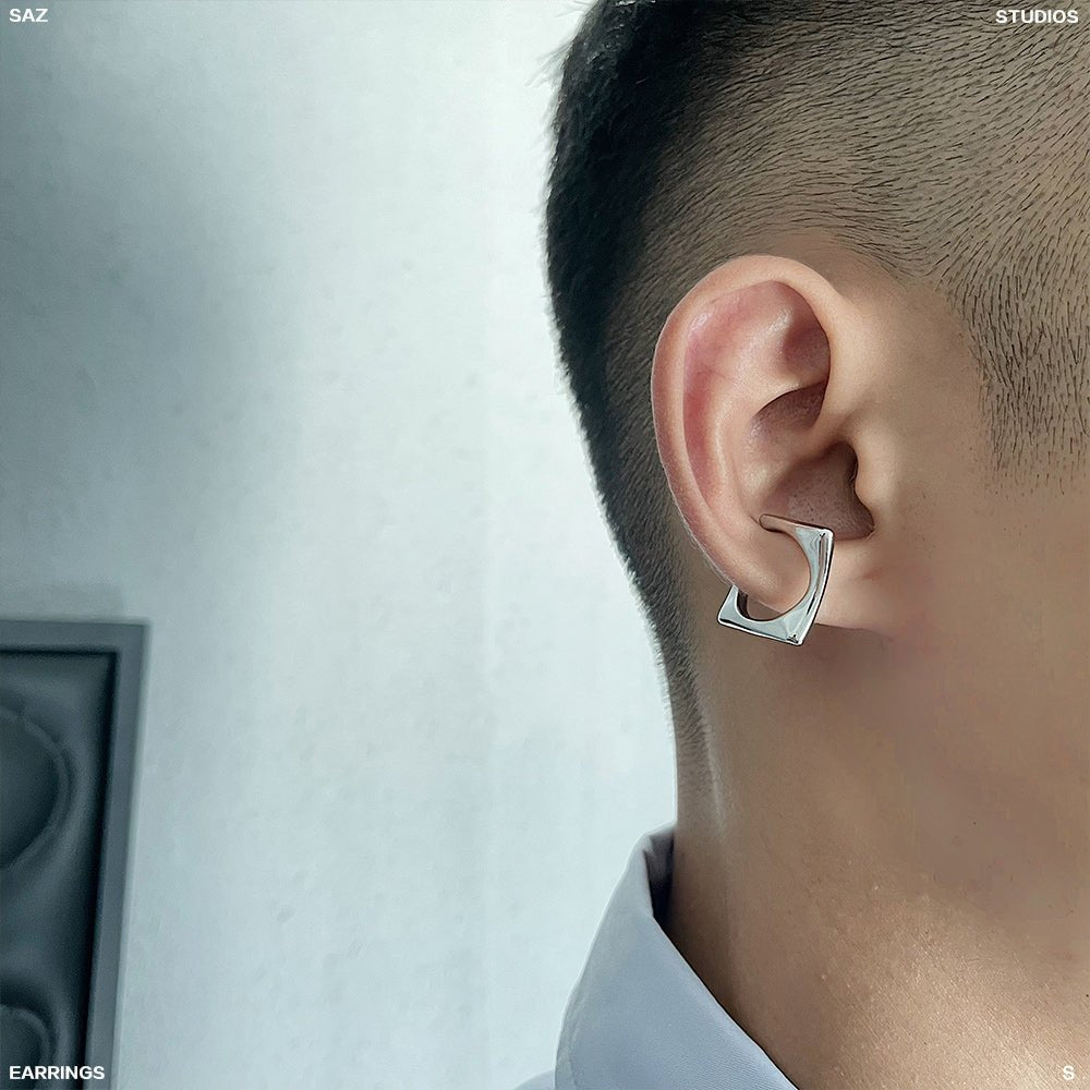 韓国ファッション SELCA-Square titanium earrings-mselca2023aw784-03