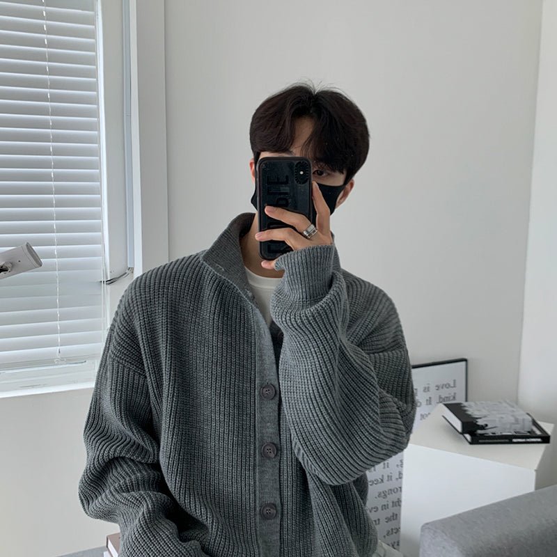 韓国ファッション SELCA-Stand collar knit cardigan-mselca2023aw793-04