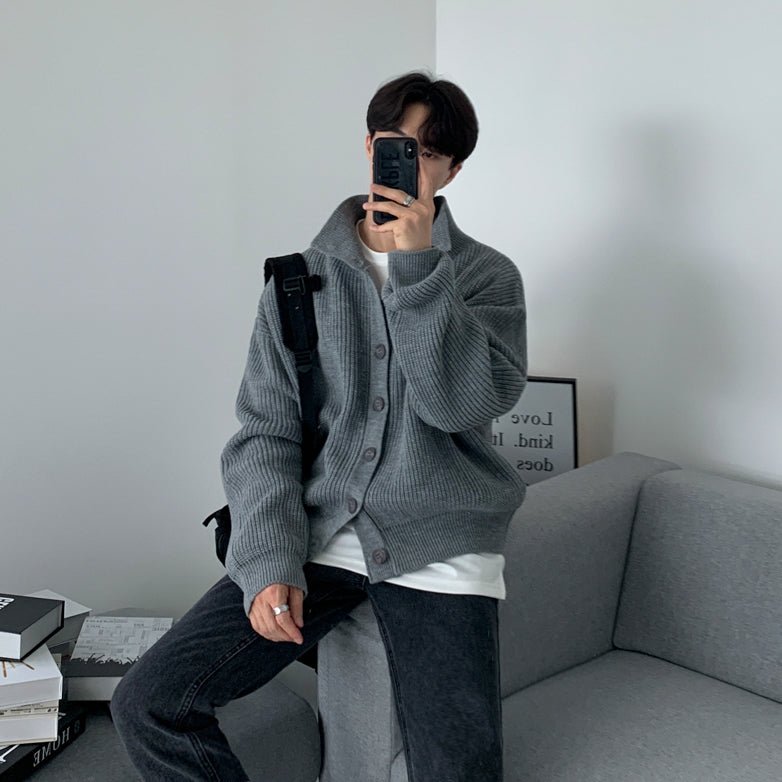 韓国ファッション SELCA-Stand collar knit cardigan-mselca2023aw793-03
