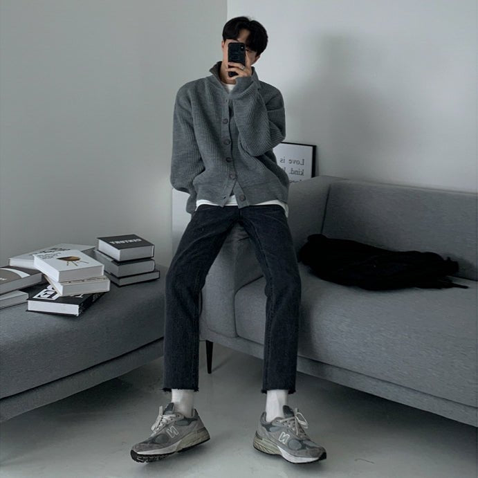 韓国ファッション SELCA-Stand collar knit cardigan-mselca2023aw793-02