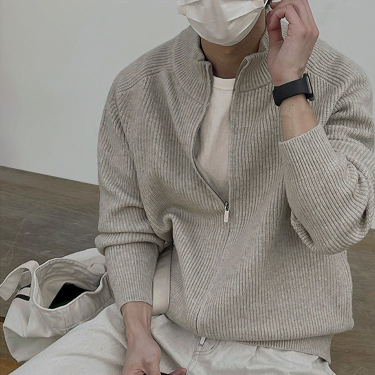 韓国ファッション SELCA-Stand collar zipper knit-mselca2023aw802-04