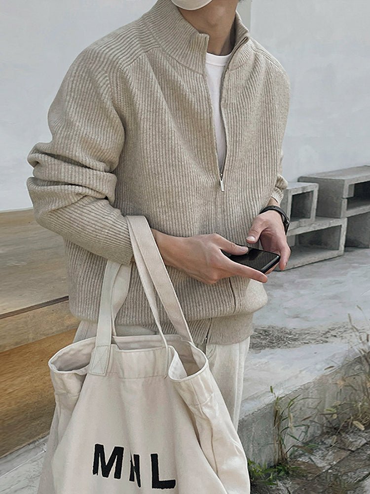 韓国ファッション SELCA-Stand collar zipper knit-mselca2023aw802-01