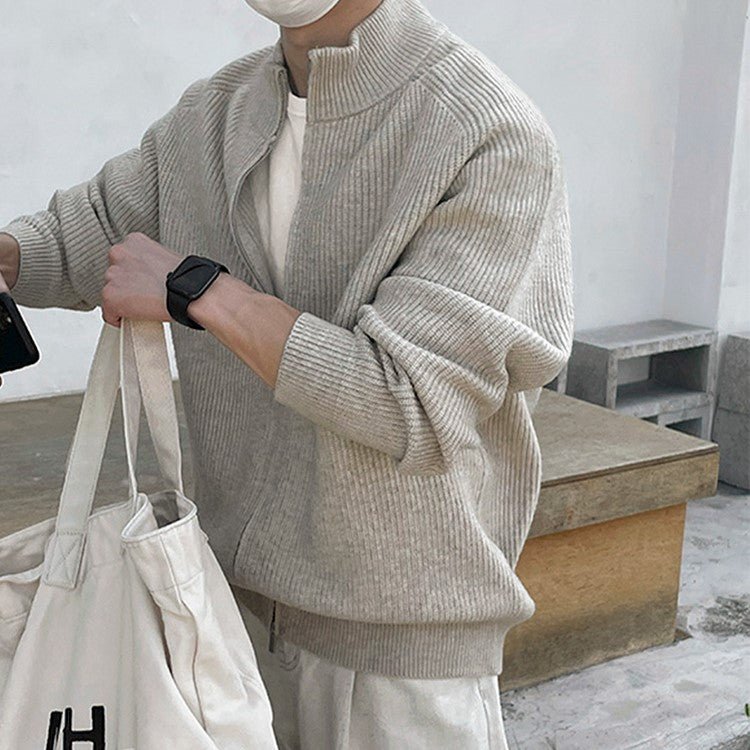 韓国ファッション SELCA-Stand collar zipper knit-mselca2023aw802-03