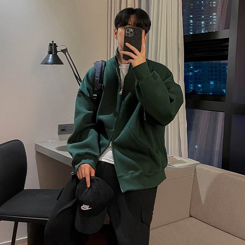 韓国ファッション SELCA-Stand collar zipper sweat jacket-mselca2023aw803-06