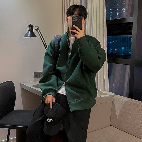 韓国ファッション SELCA-Stand collar zipper sweat jacket-mselca2023aw803-06