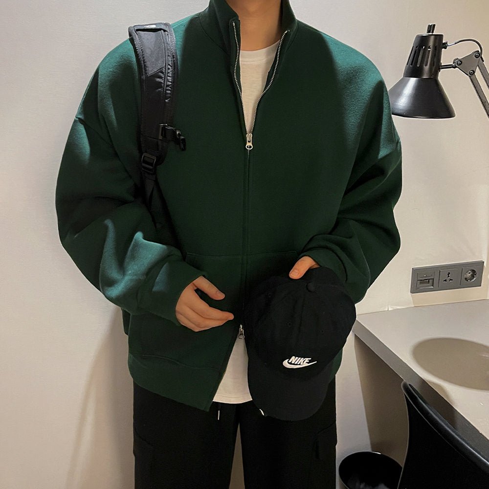 韓国ファッション SELCA-Stand collar zipper sweat jacket-mselca2023aw803-07