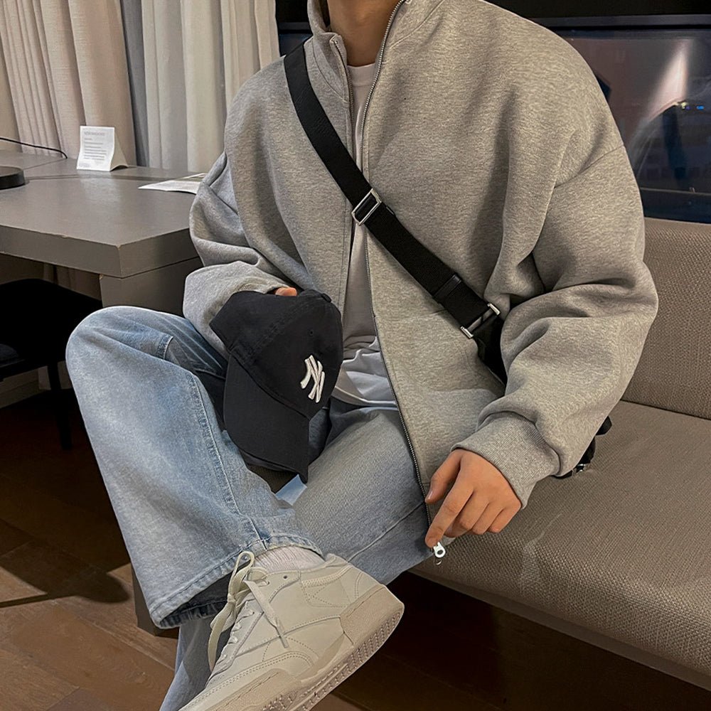 韓国ファッション SELCA-Stand collar zipper sweat jacket-mselca2023aw803-02