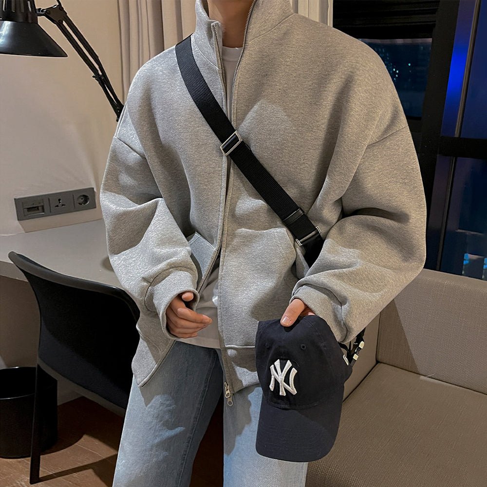 韓国ファッション SELCA-Stand collar zipper sweat jacket-mselca2023aw803-04