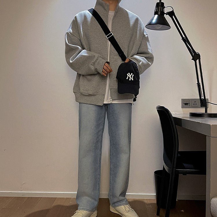 韓国ファッション SELCA-Stand collar zipper sweat jacket-mselca2023aw803-05
