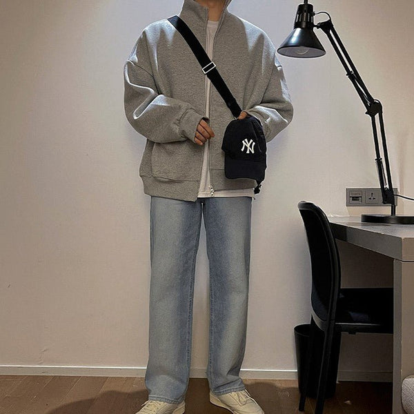 韓国ファッション SELCA-Stand collar zipper sweat jacket-mselca2023aw803-05