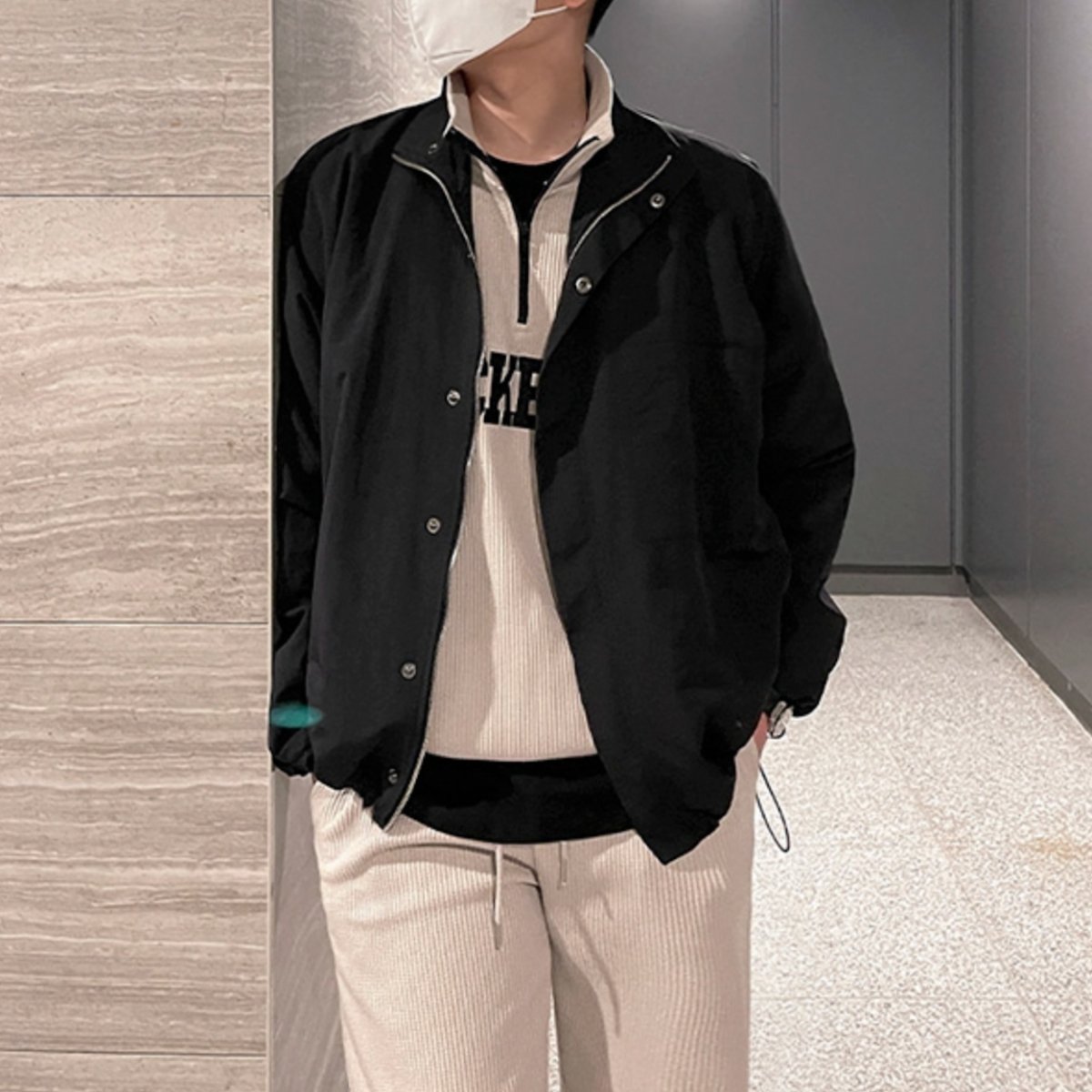 韓国ファッション SELCA-standing collar sweater suit setup-mselca2023aw807-02
