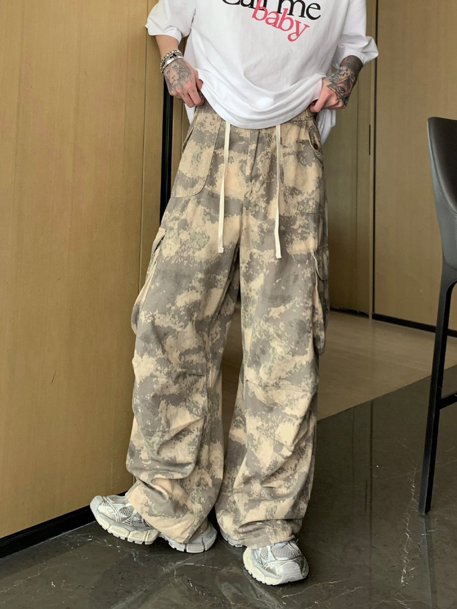 韓国ファッション SELCA-Camouflage pattern cargo pants-mselca2023aw80-01