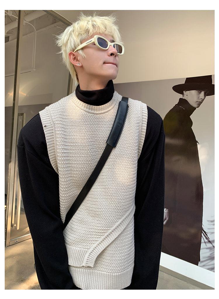 韓国ファッション SELCA-Stitching Knitted Sweater-mselca2023aw813-09