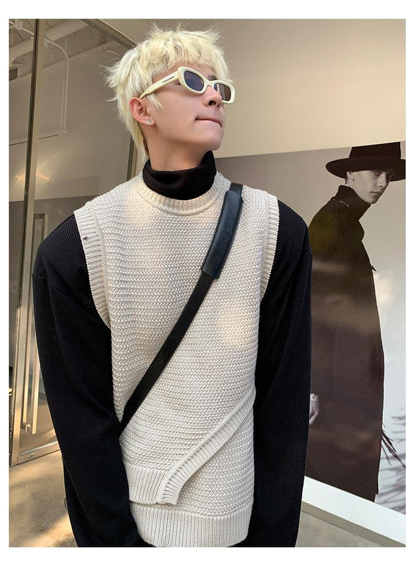 韓国ファッション SELCA-Stitching Knitted Sweater-mselca2023aw813-09