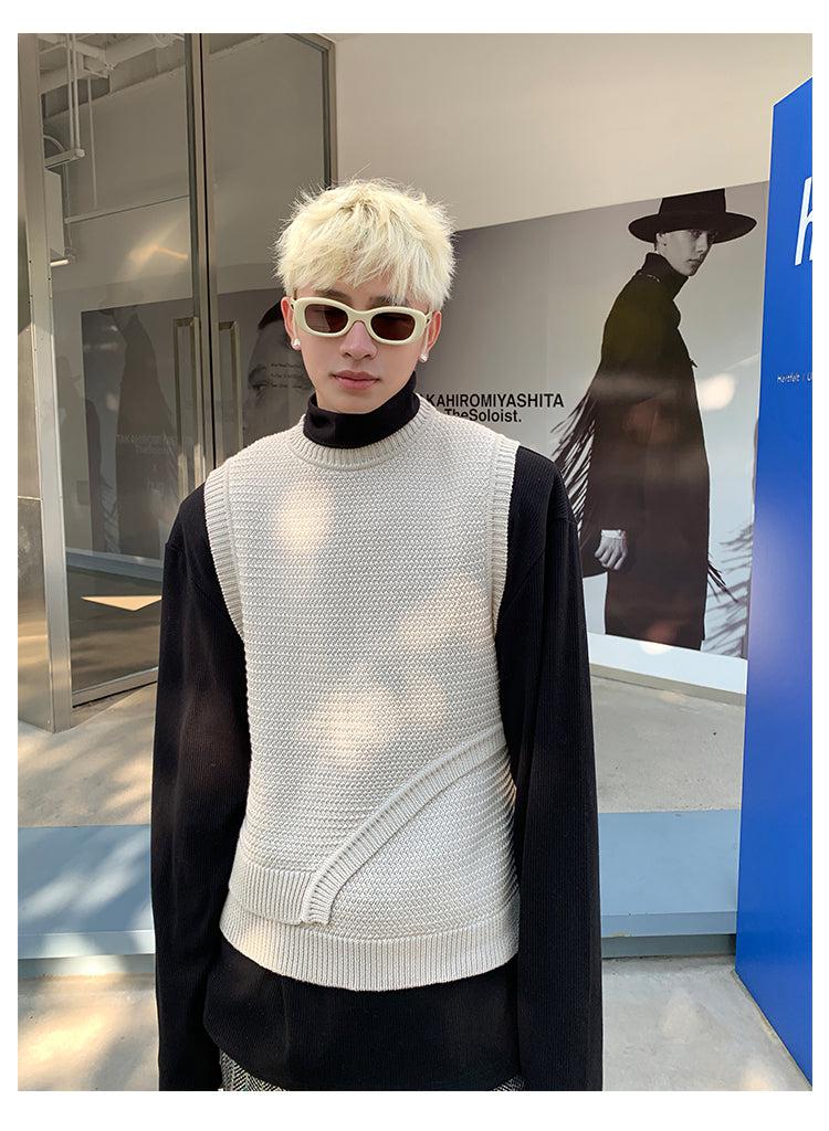 韓国ファッション SELCA-Stitching Knitted Sweater-mselca2023aw813-05
