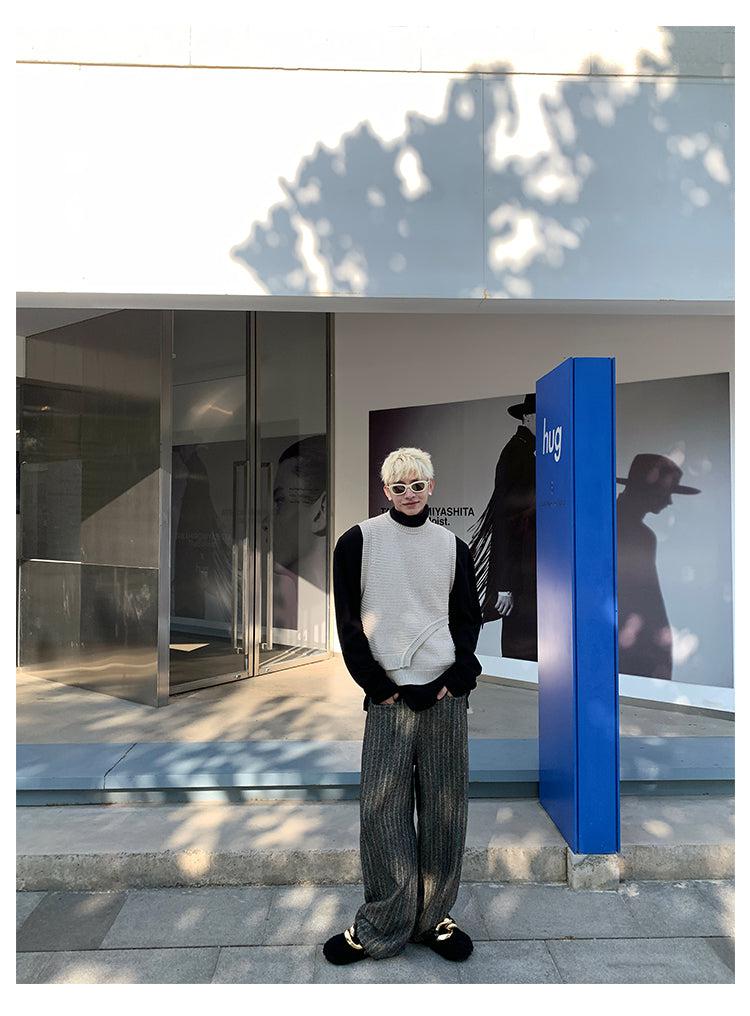 韓国ファッション SELCA-Stitching Knitted Sweater-mselca2023aw813-06