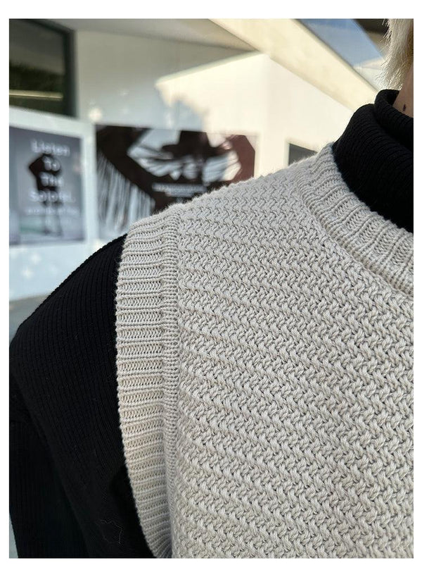韓国ファッション SELCA-Stitching Knitted Sweater-mselca2023aw813-07