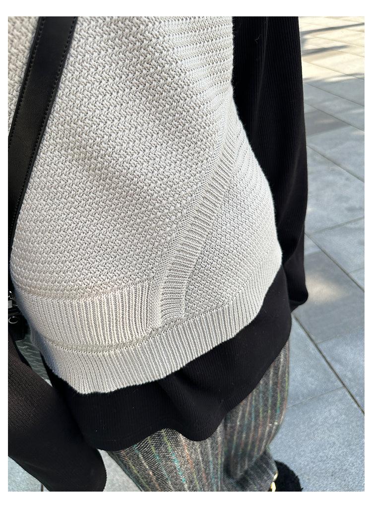 韓国ファッション SELCA-Stitching Knitted Sweater-mselca2023aw813-08
