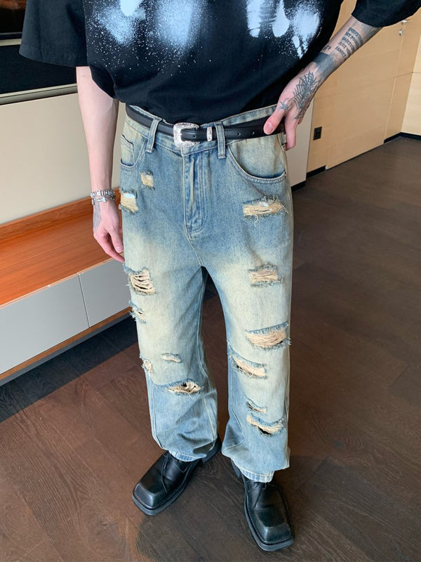韓国ファッション SELCA-Straight damage denim pants-mselca2023aw829-03