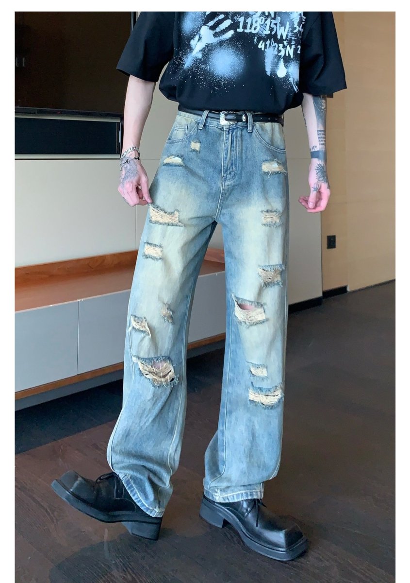 韓国ファッション SELCA-Straight damage denim pants-mselca2023aw829-06