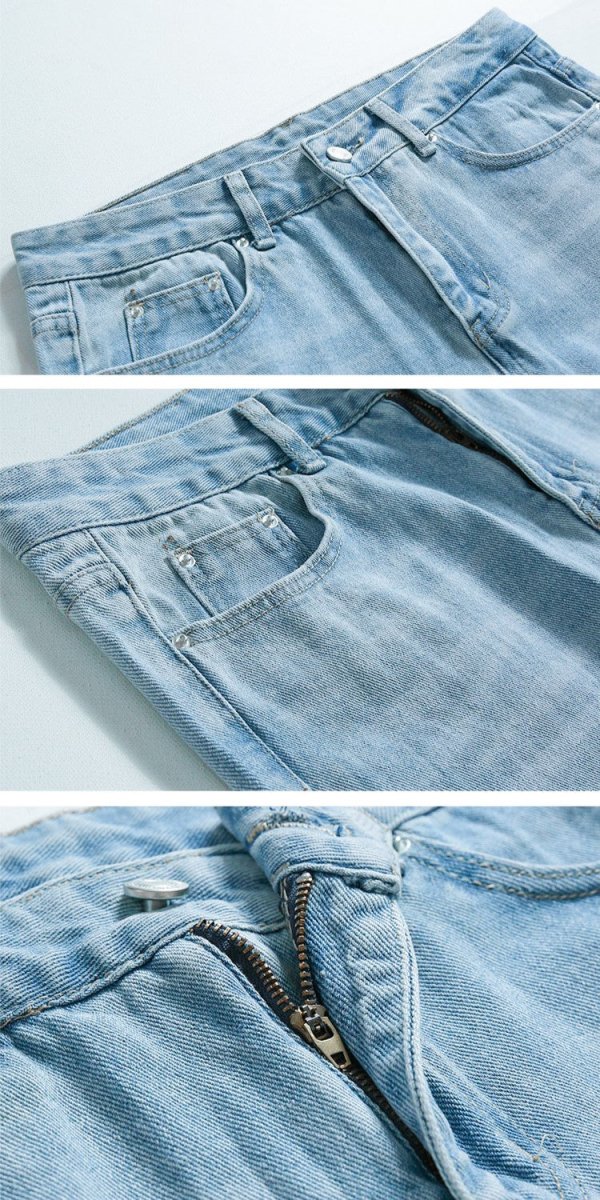 韓国ファッション SELCA-Straight damage jeans-mselca2023aw830-05