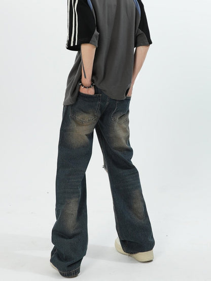 韓国ファッション SELCA-Straight denim damage jeans-mselca2023aw831-06