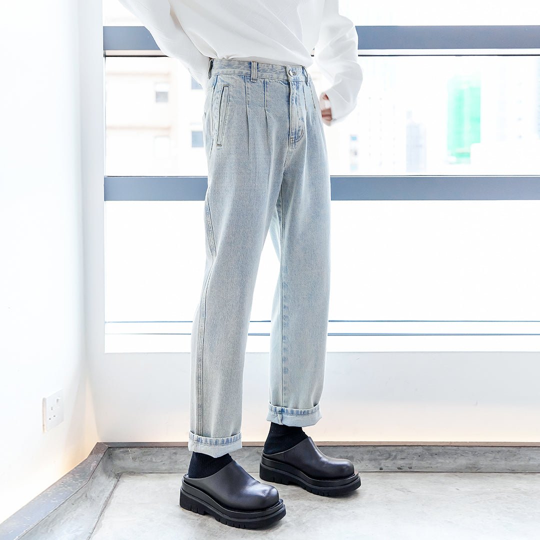 韓国ファッション SELCA-Straight retro decoenim pants-mselca2023aw851-06