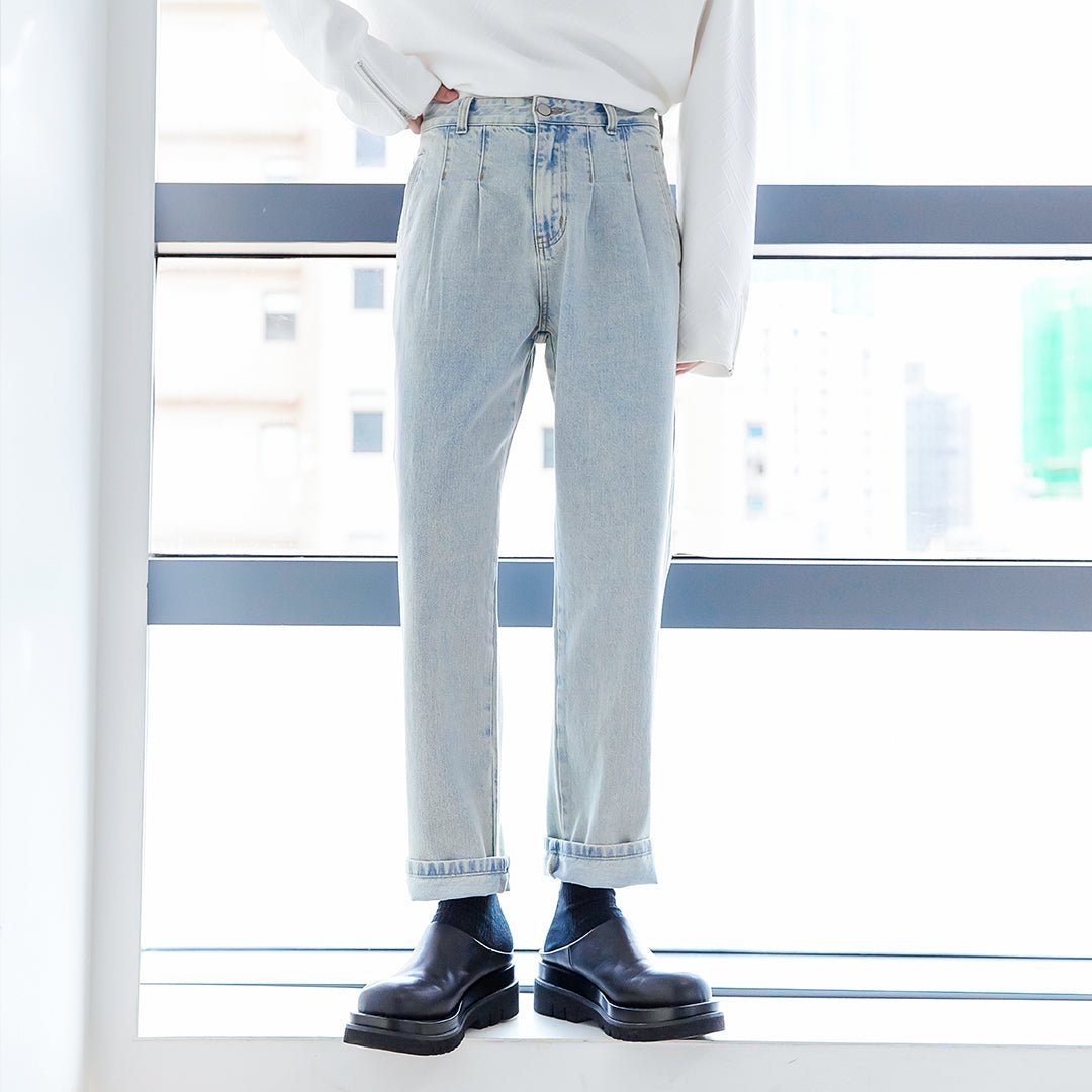 韓国ファッション SELCA-Straight retro decoenim pants-mselca2023aw851-01