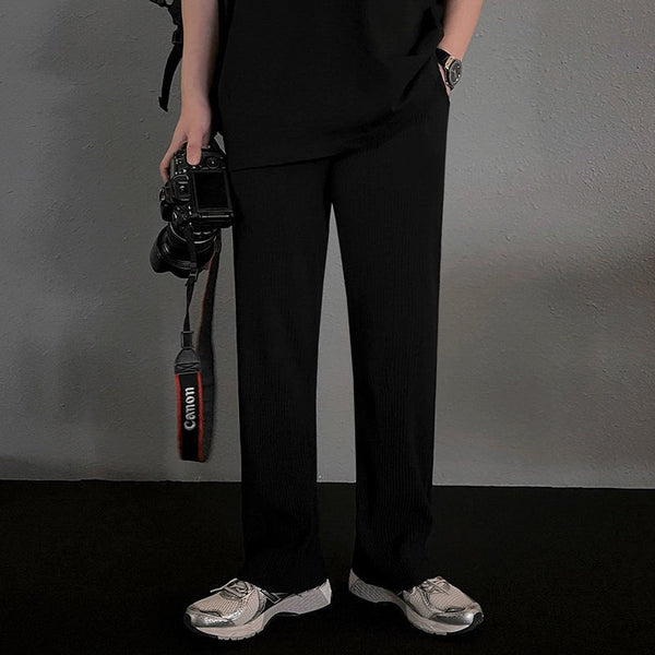 韓国ファッション SELCA-Straight waist rubber pants-mselca2023aw859-02