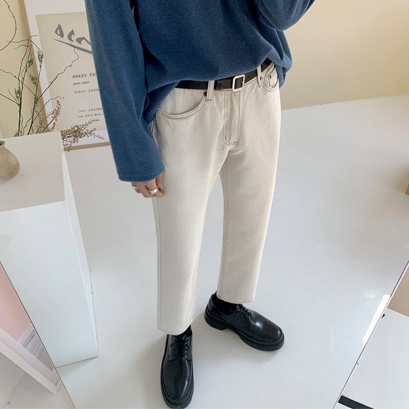 韓国ファッション SELCA-Straight White Denim Pants-mselca2023aw860-07