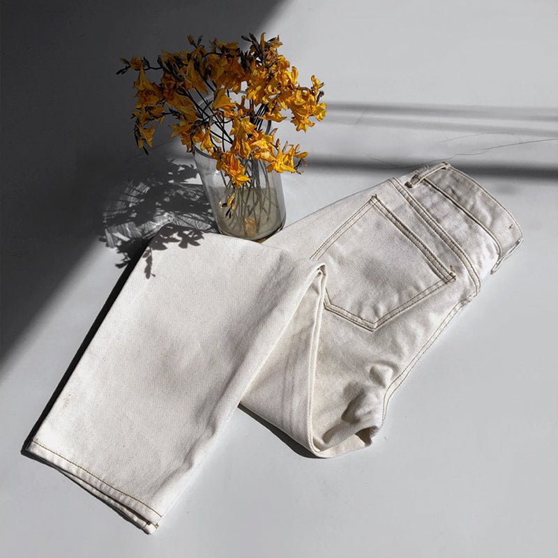 韓国ファッション SELCA-Straight White Denim Pants-mselca2023aw860-03