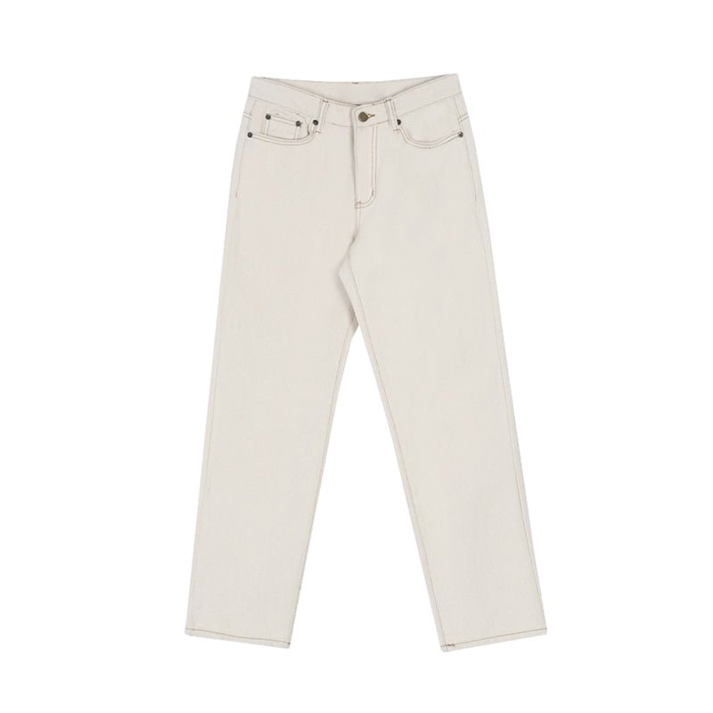 韓国ファッション SELCA-Straight White Denim Pants-mselca2023aw860-08