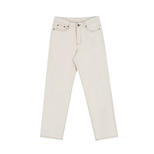 韓国ファッション SELCA-Straight White Denim Pants-mselca2023aw860-08