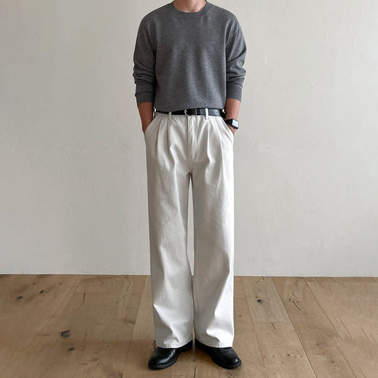 韓国ファッション SELCA-Straight White Jeans-mselca2023aw861-01