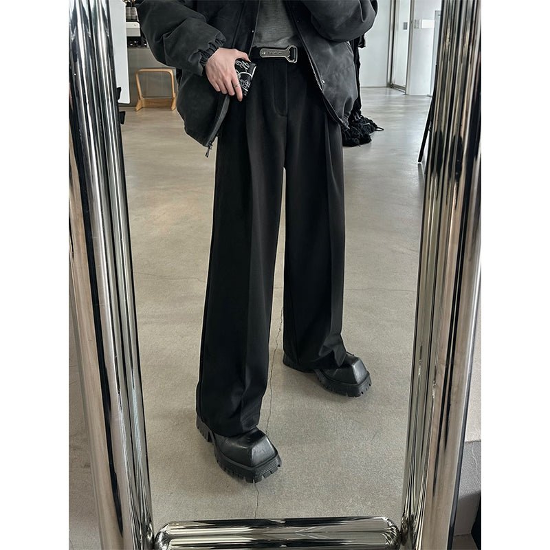 韓国ファッション SELCA-Straight wide leg pants-mselca2023aw866-02