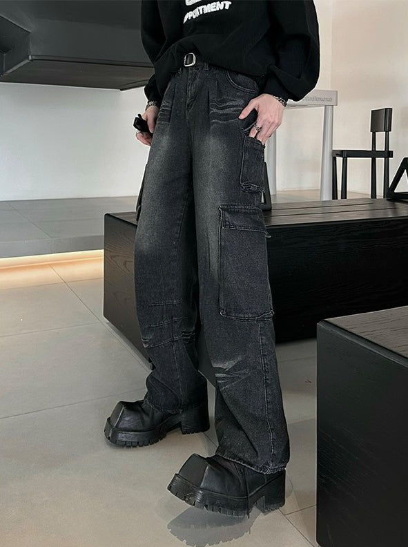 韓国ファッション SELCA-Cargo denim pants-mselca2023aw86-02