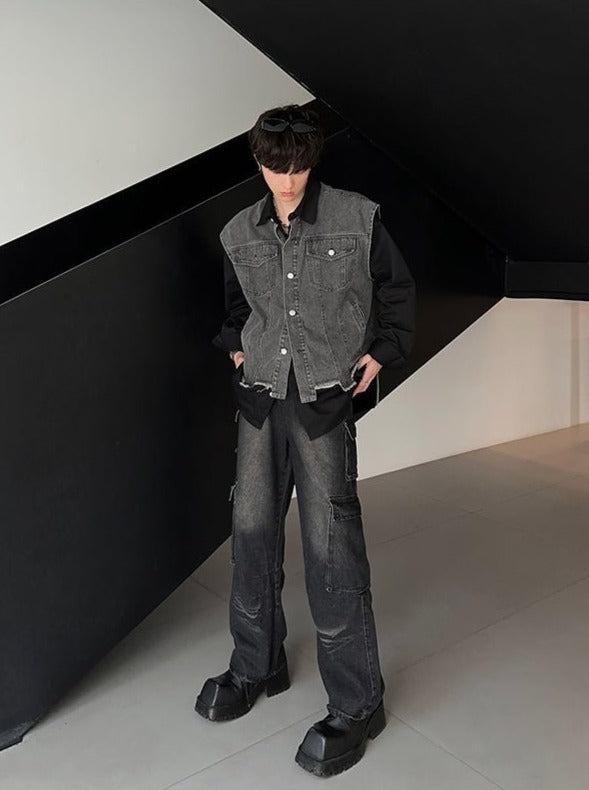 韓国ファッション SELCA-Cargo denim pants-mselca2023aw86-05