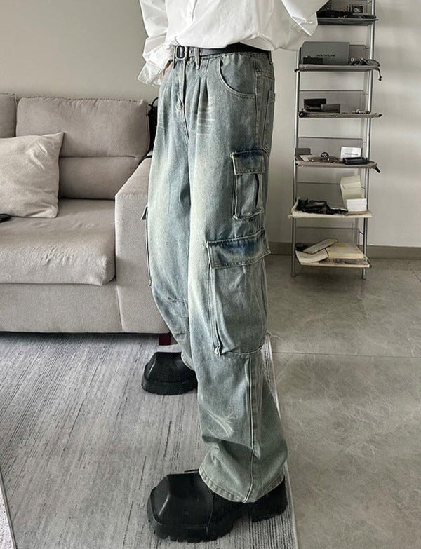 韓国ファッション SELCA-Cargo denim pants-mselca2023aw86-010