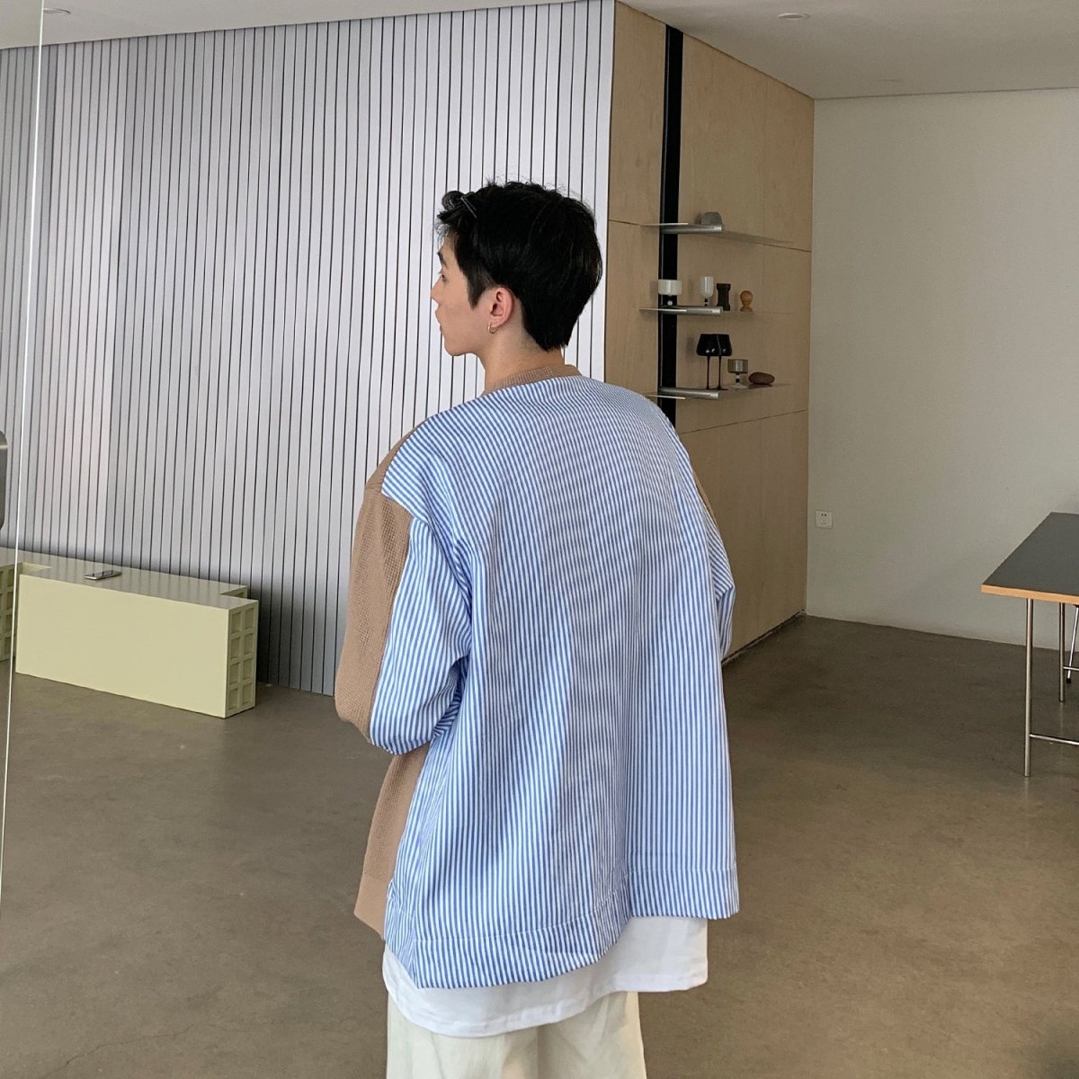 韓国ファッション SELCA-Stripe Contrast Knit Cardigan-mselca2023aw887-04