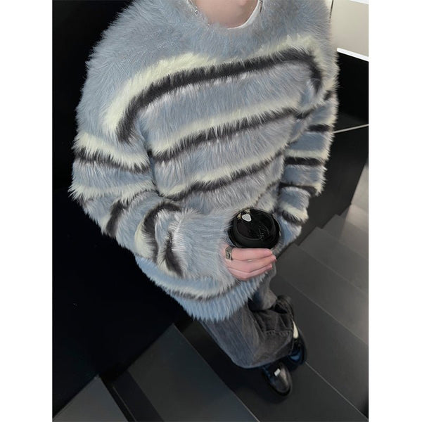 韓国ファッション SELCA-Stripe knit sweater-mselca2023aw889-03