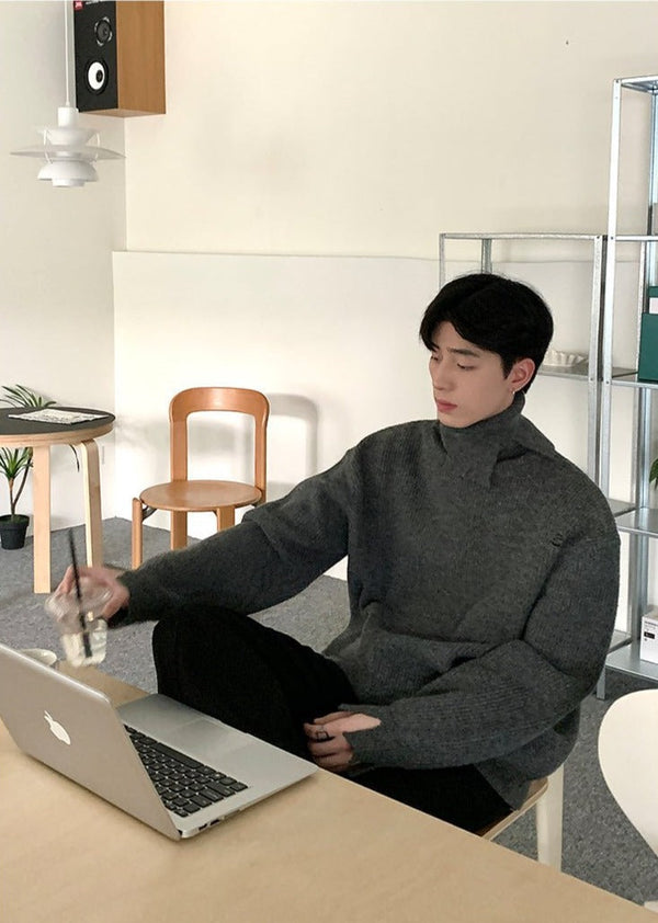 韓国ファッション SELCA-Turtle neck design knit sweater-mselca2023aw928-02