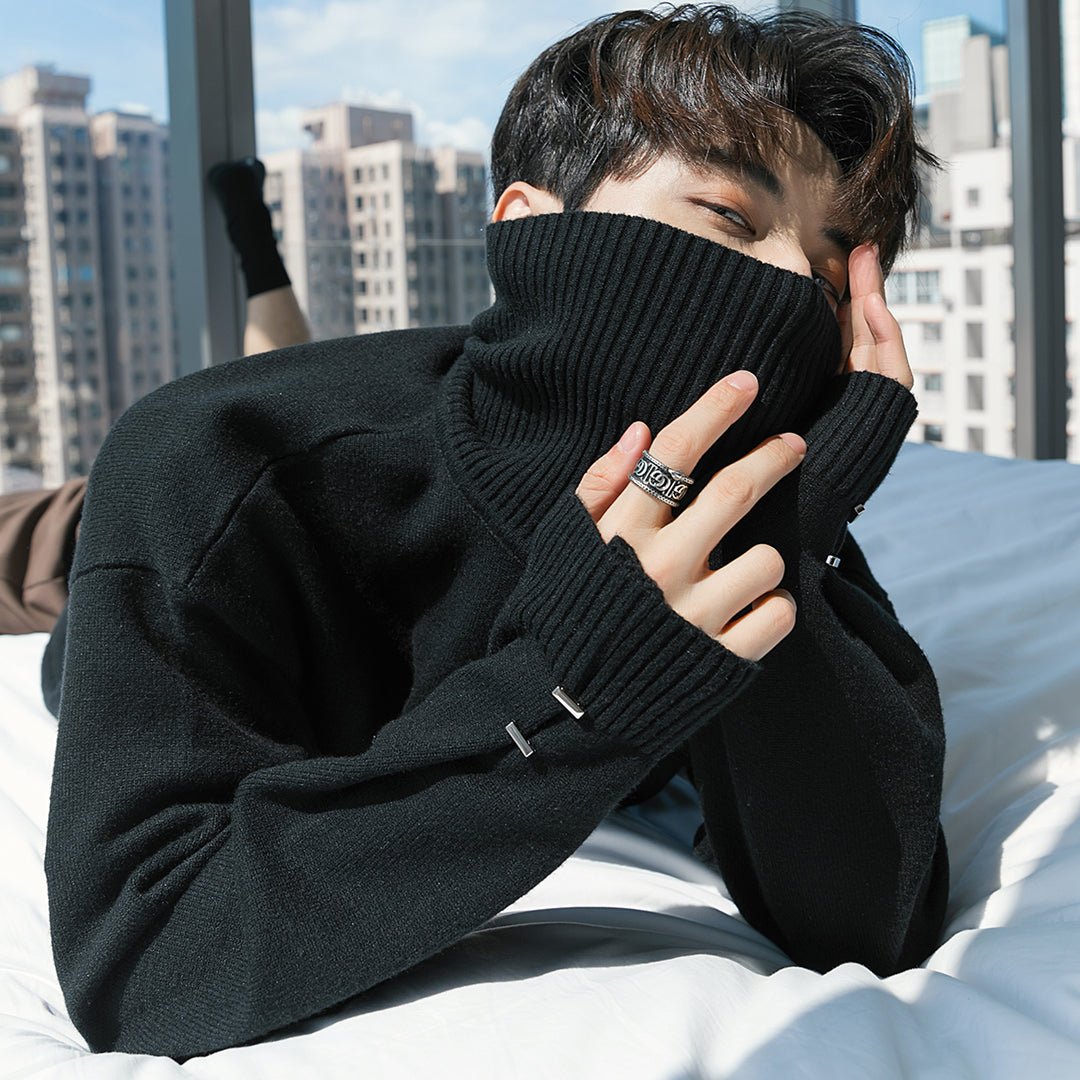 韓国ファッション SELCA-Turtle neck logo knit sweater-mselca2023aw931-02