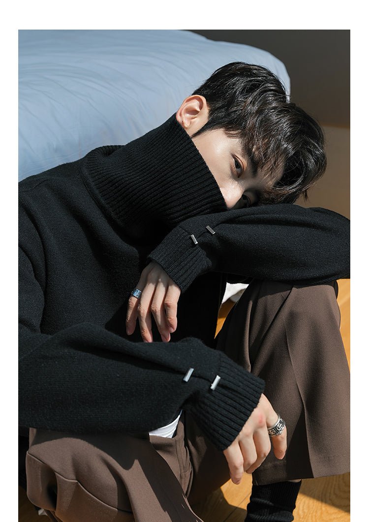 韓国ファッション SELCA-Turtle neck logo knit sweater-mselca2023aw931-04