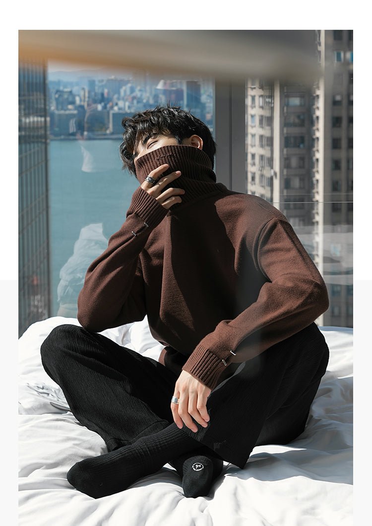 韓国ファッション SELCA-Turtle neck logo knit sweater-mselca2023aw931-09