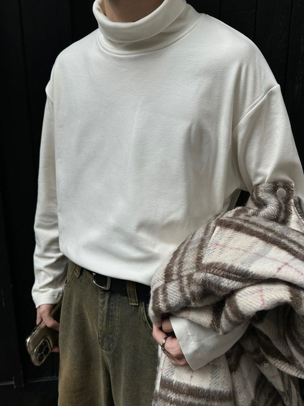 韓国ファッション SELCA-Turtle neck solid long sleeve T -shirt-mselca2023aw932-02