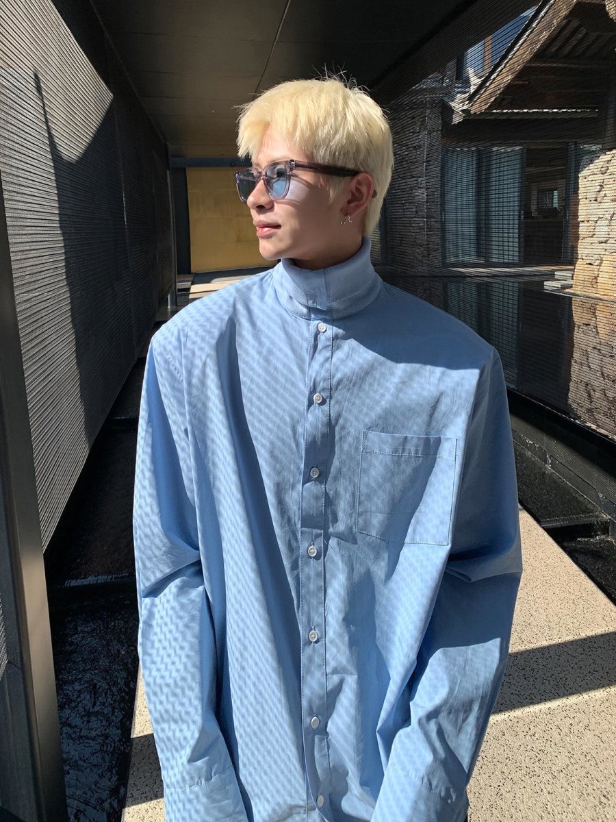 韓国ファッション SELCA-Turtleneck Button-up Shirt-mselca2023aw934-012