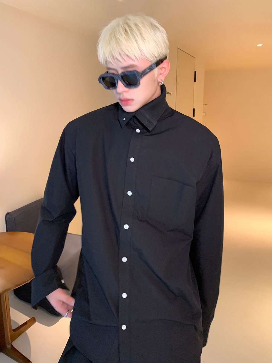 韓国ファッション SELCA-Turtleneck Button-up Shirt-mselca2023aw934-03